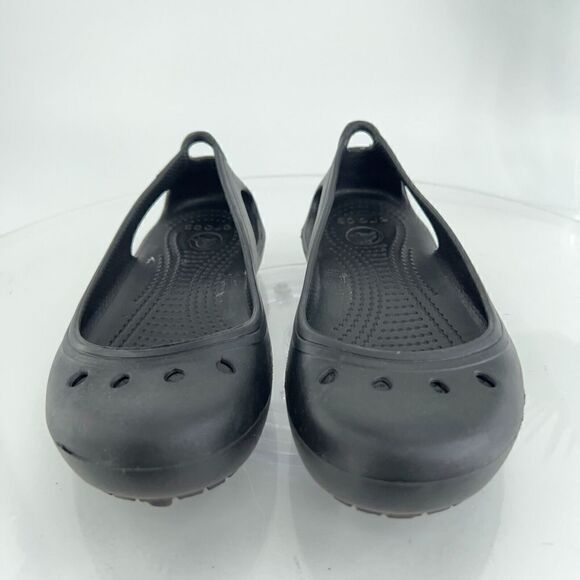 Crocs Kadee Women's Size 6 Black Rubber Ballet Flats Slip On Comfort Shoes - Picture 2 of 12